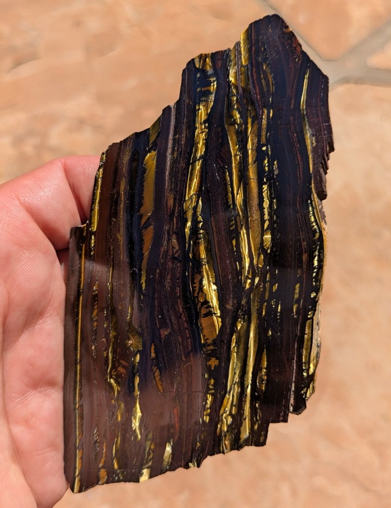 Polished Australian Tiger Iron thinner slab bright patterns display piece