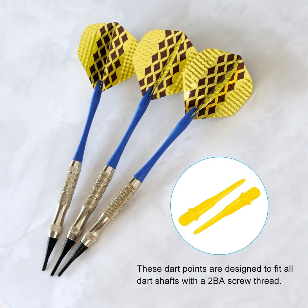 Plastic Dart Tips, 100 Pack 2BA Thread Soft Dart Tips Dart Accessories, Yellow