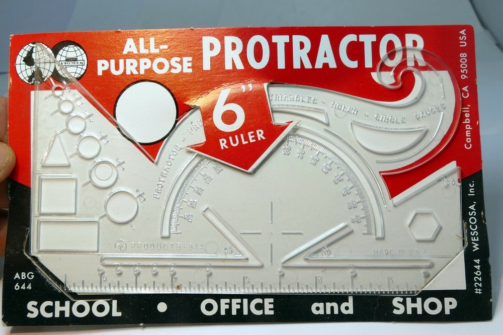Clear Protractor Math School Teachers Students Office 6 Inch Ruler 6" geometry
