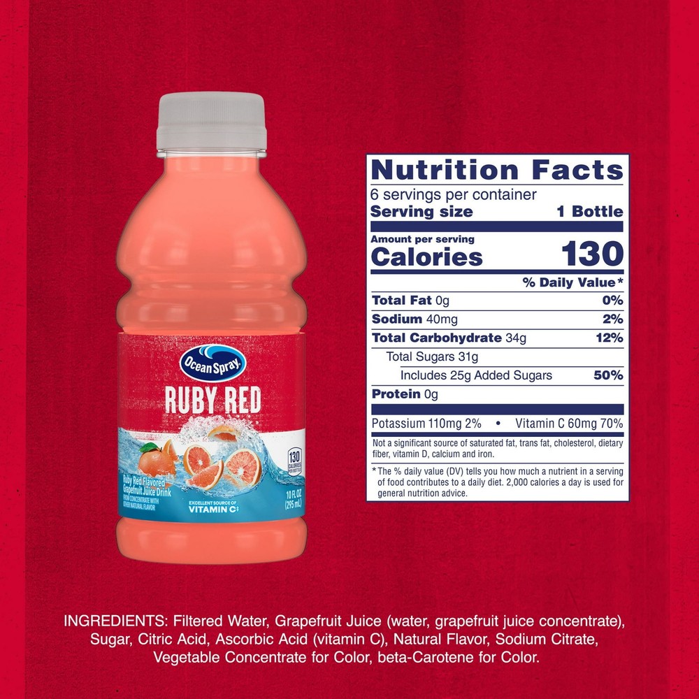 🍊 Ocean Spray Ruby Red Grapefruit Juice – 10 fl oz, 6 Count (6 Pack) 🥤