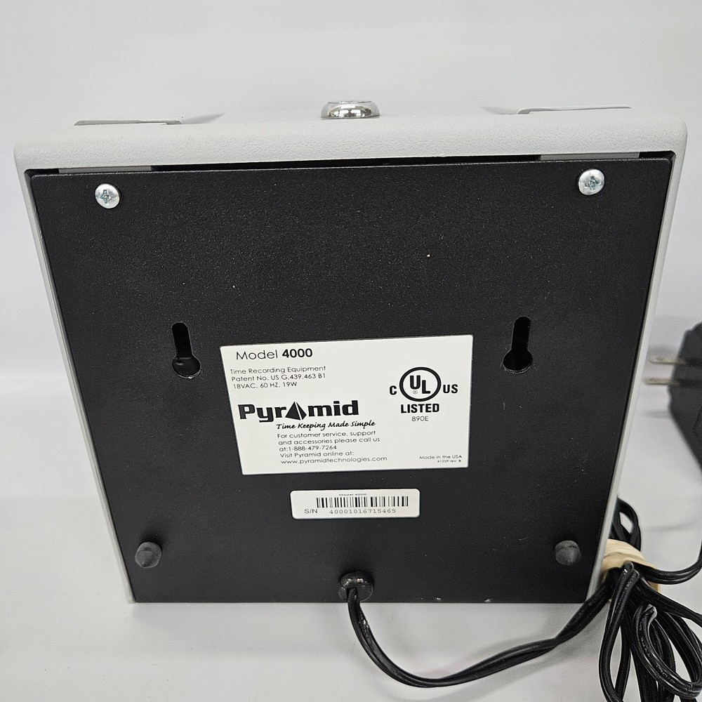 Pyramid Technologies 4000 Time Recorder W/ Key Tested Works