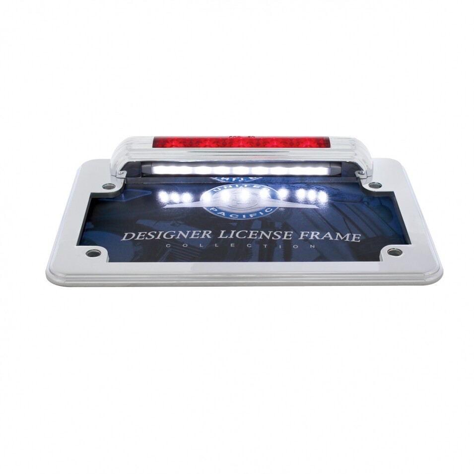 5 Red LED Motorcycle License Plate Frame - 3rd Brake Light