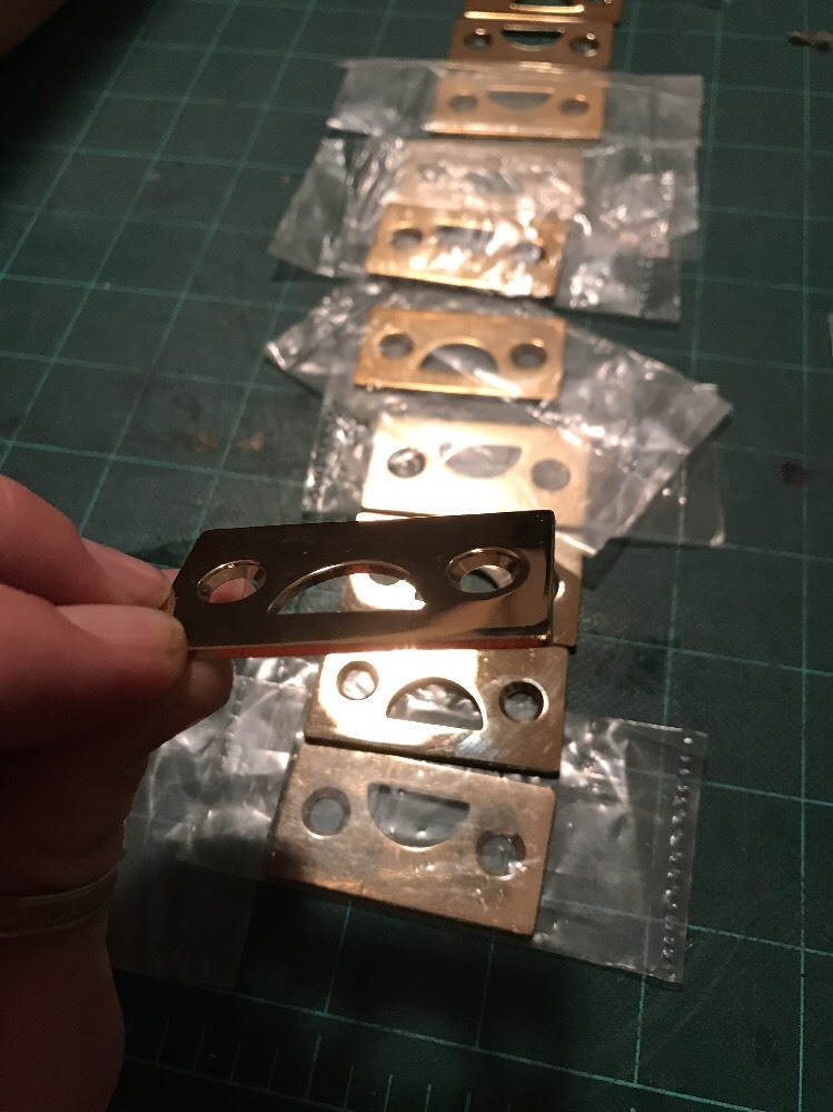 Deltana Surface Bolt Strike Plate Brass Polished Flat