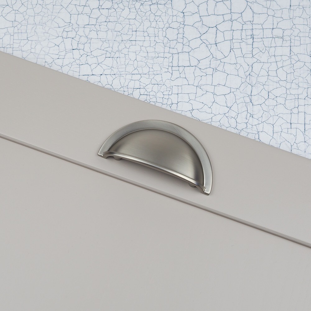 Nickel Kitchen Cupboard Handle Cup Pull Knobs Brushed Shaker Door Drawer Cabinet