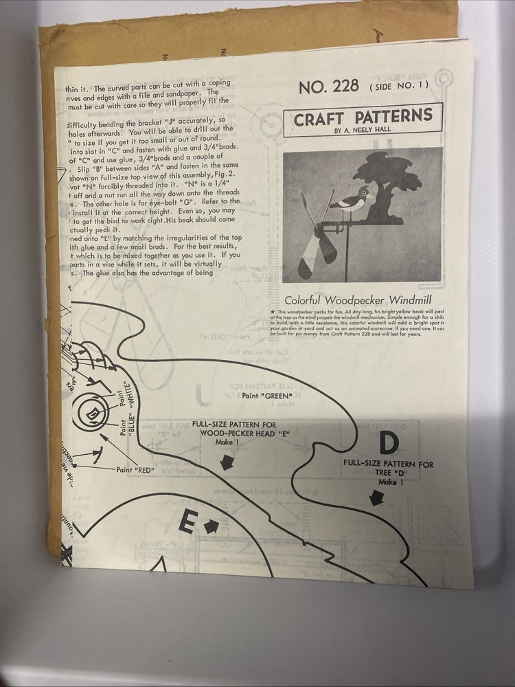 11 Vintage Windmill Neely Hall Woodwork Patterns 1970s With Original Envelope