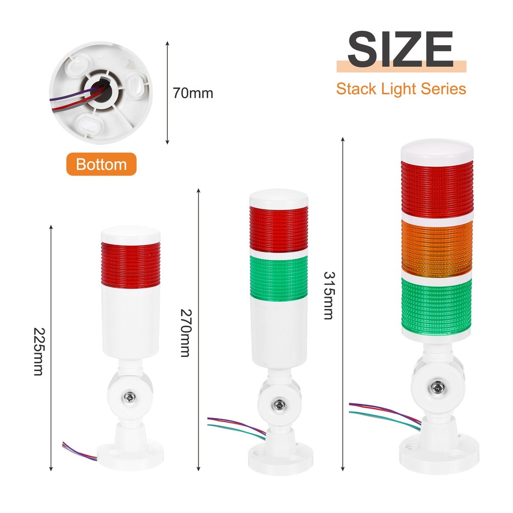 2-Layer Buzzer Signal Warning Light Tower with Steady Light, White
