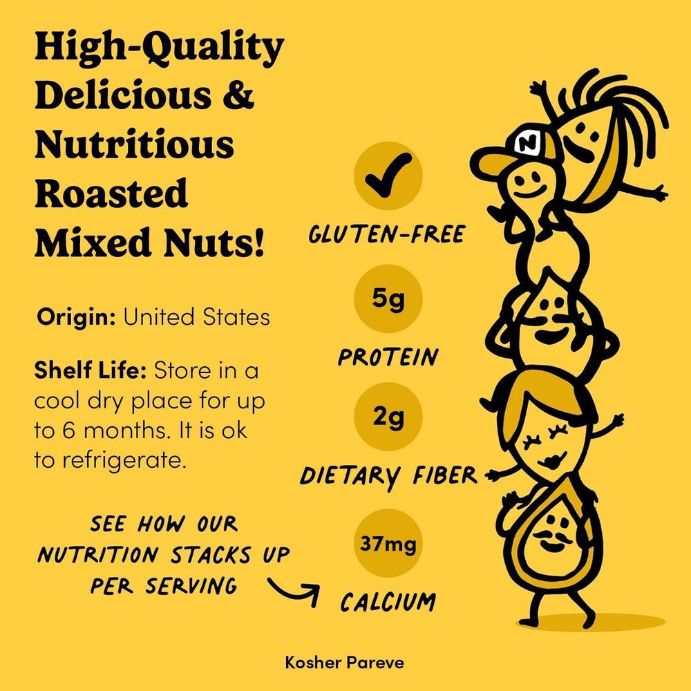 Nuts.com Roasted Mixed Nuts (50% Less Salt) – 24 Single Serve (24 Pack)