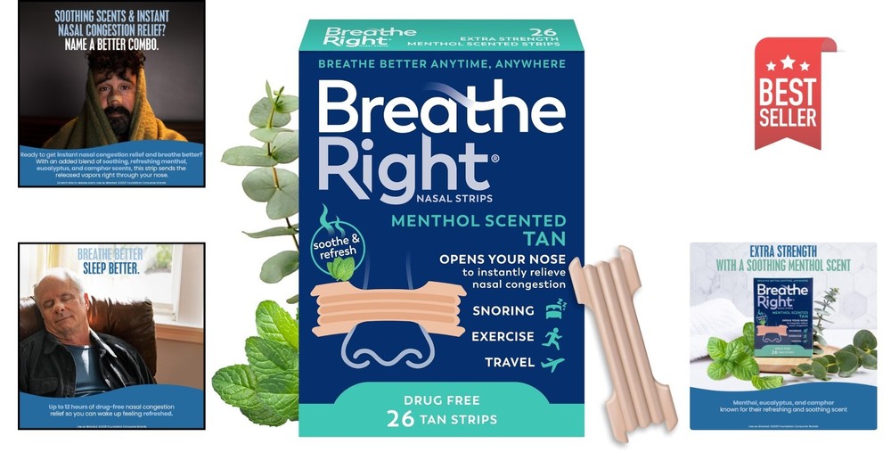 26 Count Extra Strength Menthol Nasal Strips - Snoring Relief & Better Breathing