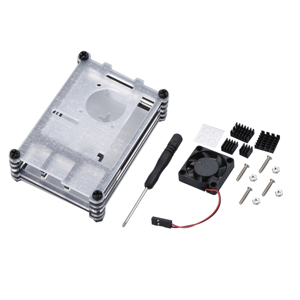 Clear 9 Layers Case with Cooling Fan Heatsink Screwdriver For Raspberry Pi 4B.
