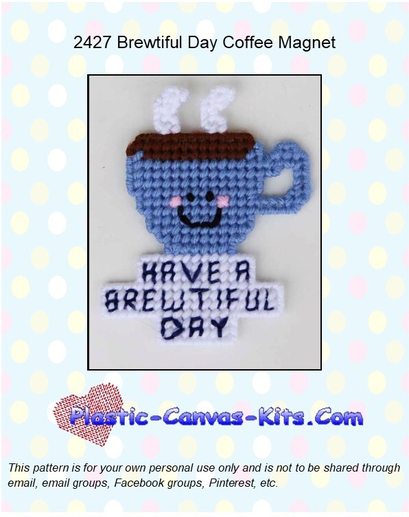 Brewtiful Day Magnet - Plastic Canvas Pattern or Kit