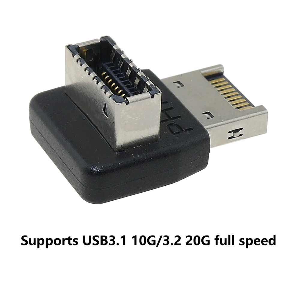 ZZHXSM Right Angle USB E Type Adapter USB3.1 E Header Converter 90 Black
