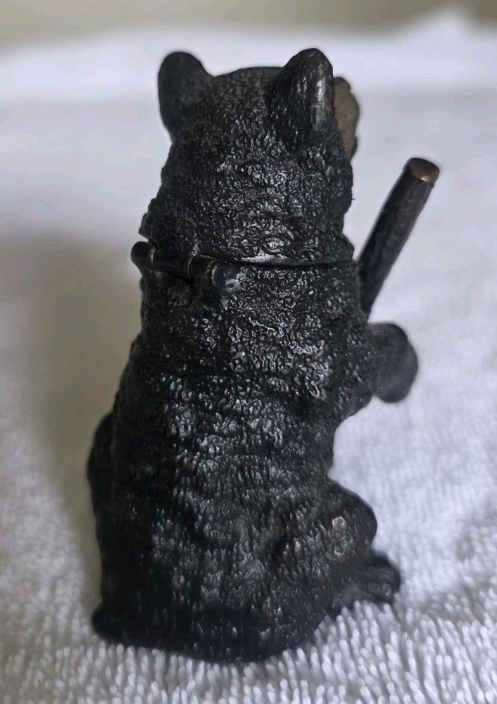 Antique Bronze Russian Bear Match Strike Holder, 3" Tall