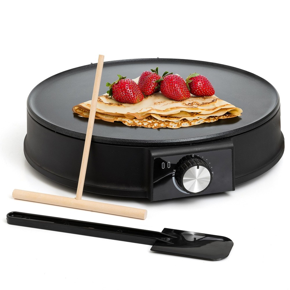 12” Electric Griddle & Crepe Maker Machine With Batter Spreader & Spatula.
