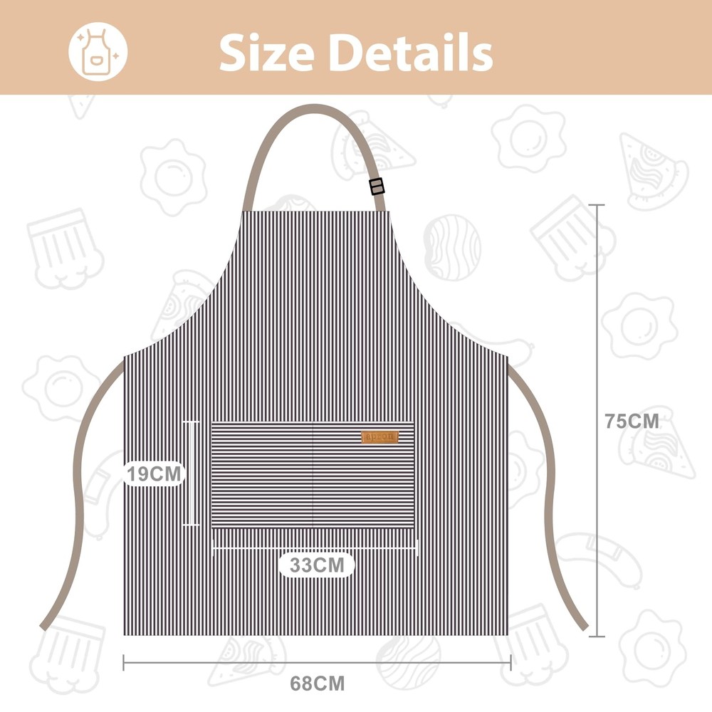 VALOME 2 Pack Kitchen Aprons, Apron for Cooking with One Size, Black & Brown