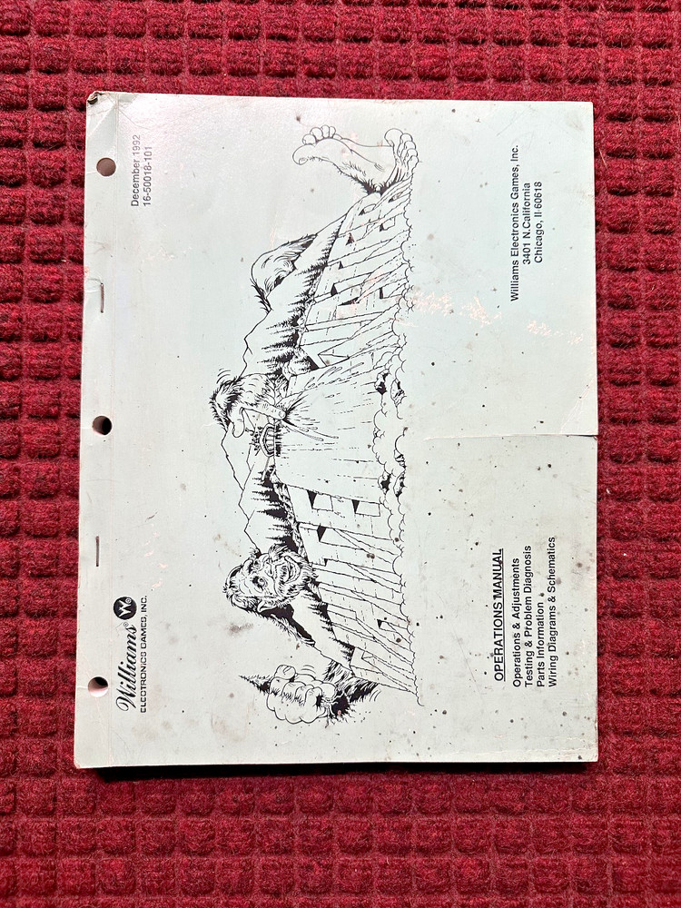 Williams Whitewater Pinball Manual - Original