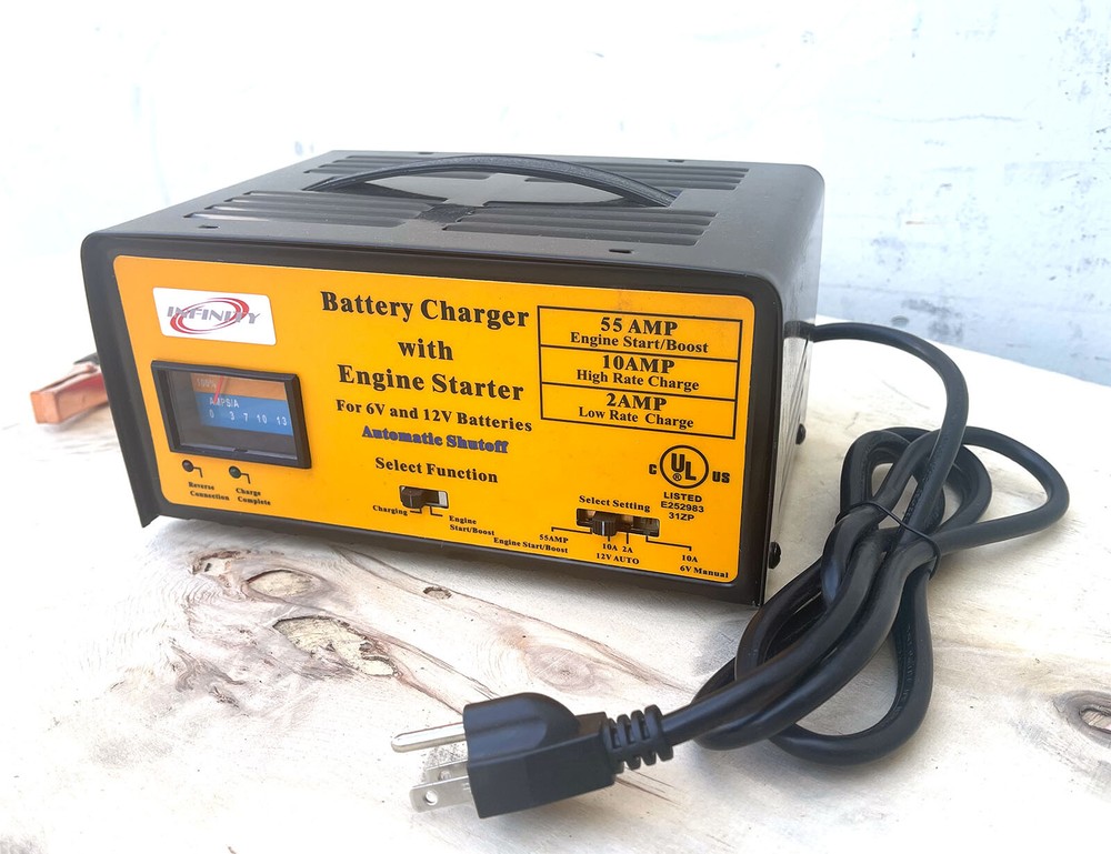55Amp Engine Starter Boost 10 Amp 12 Volt Auto Battery Charger w/Automatic Stop