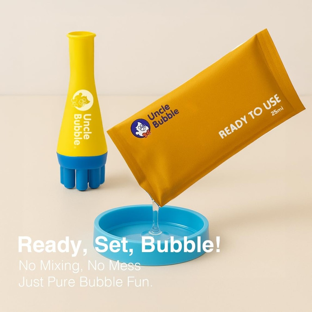 Uncle Bubble Ready-to-Use Solution Refill, 12 Pouches, for Transparent