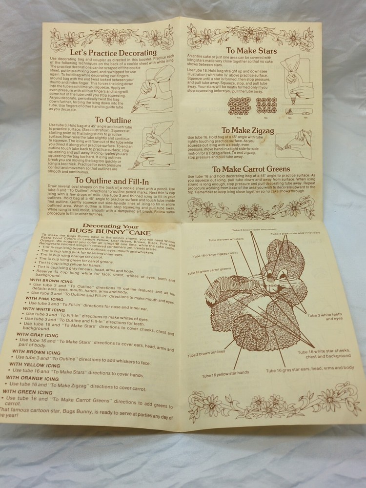 1978 Wilton Bugs Bunny Cake Complete Instructions For Baking And Decorating