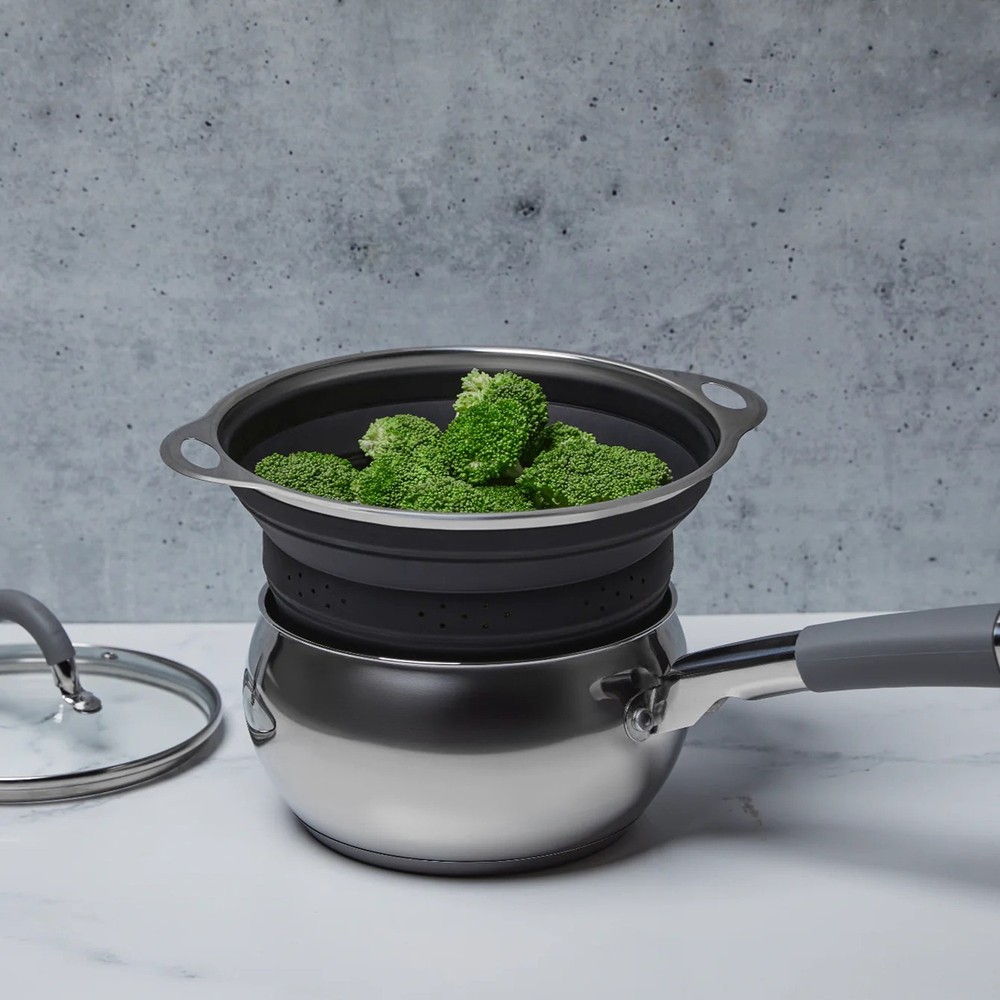 BETTER HOUSEWARE Silicone Collapsible Colander, Black