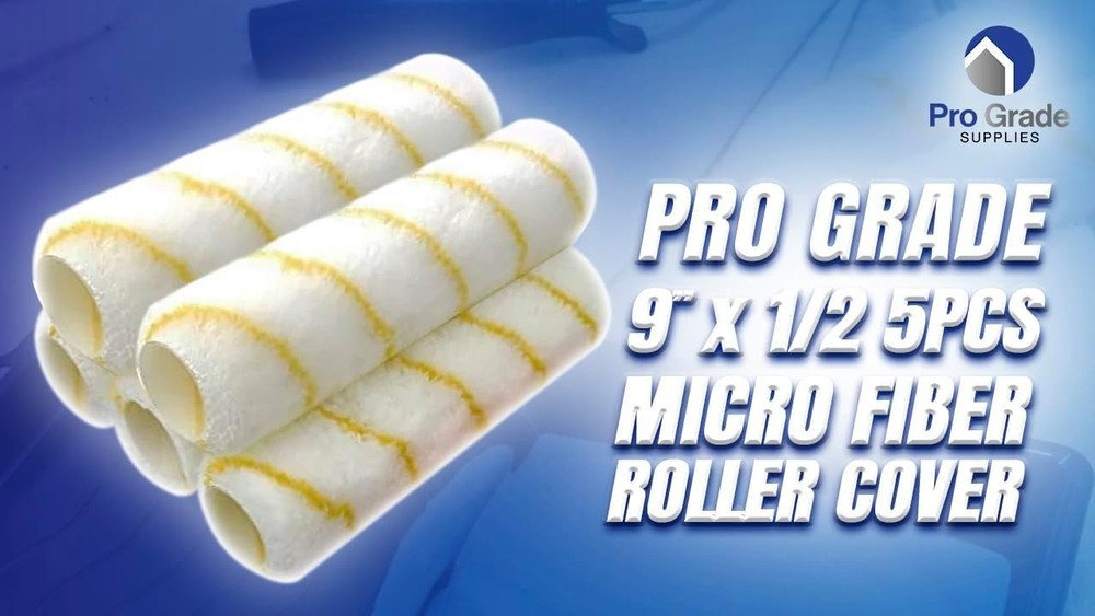Professional Quality 5-Pack Microfiber Paint Roller Covers, 1/2" Nap, 9" Size