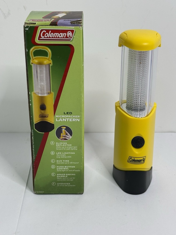Coleman LED Micropacker 3 AA Battery Lantern / Flashlight 6.5" Inches (Tested)