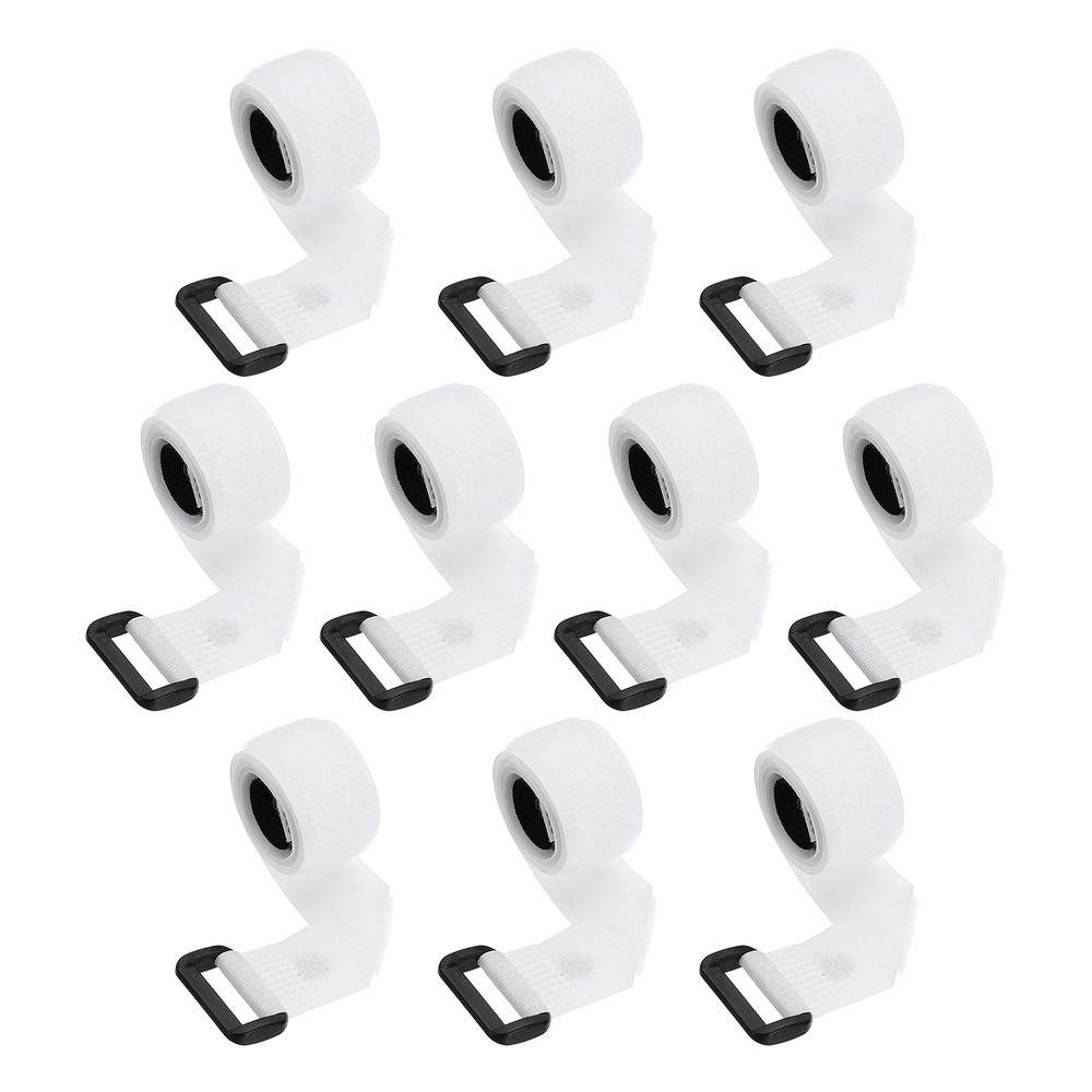 10pcs Reusable Cinch Straps 0.8"x16" Hook and Loop Cable Securing Straps, White