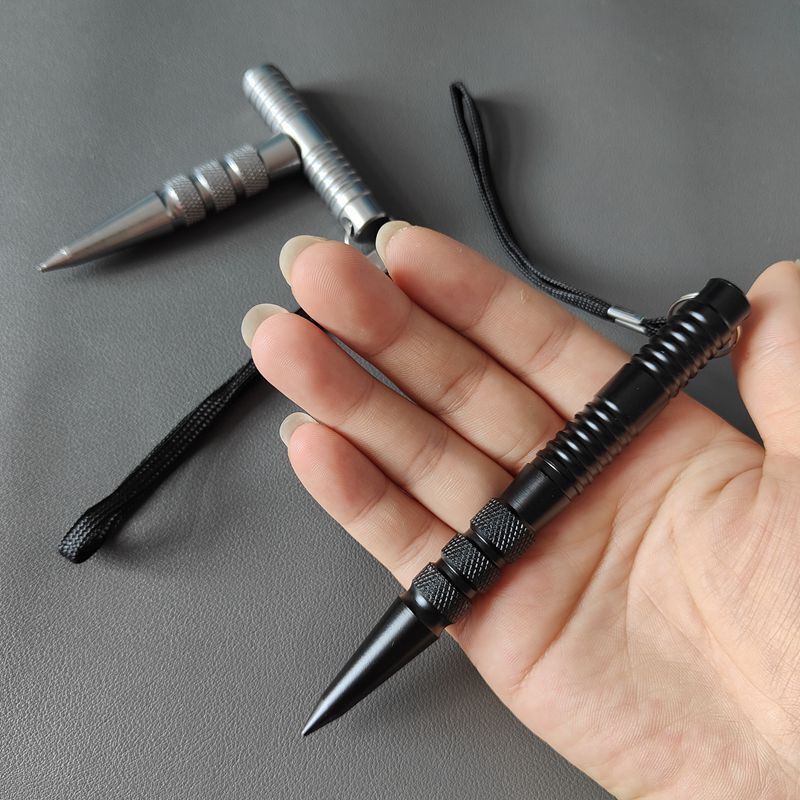 Grey Black T-Type Pen Dual-Use Tactical Pen Window Broken Survival EDC Tools