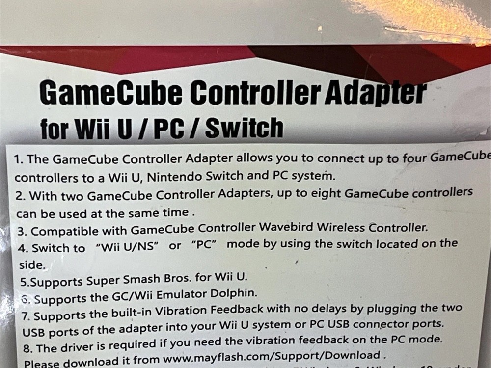 Mayflash GameCube Controller Adapter for Wii U, PC USB and Switch, 4 Port