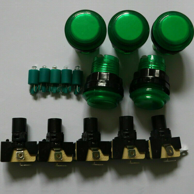 5pcs Arcade Game LED Buttons DC 5V And 12v Illuminated With Microswitch