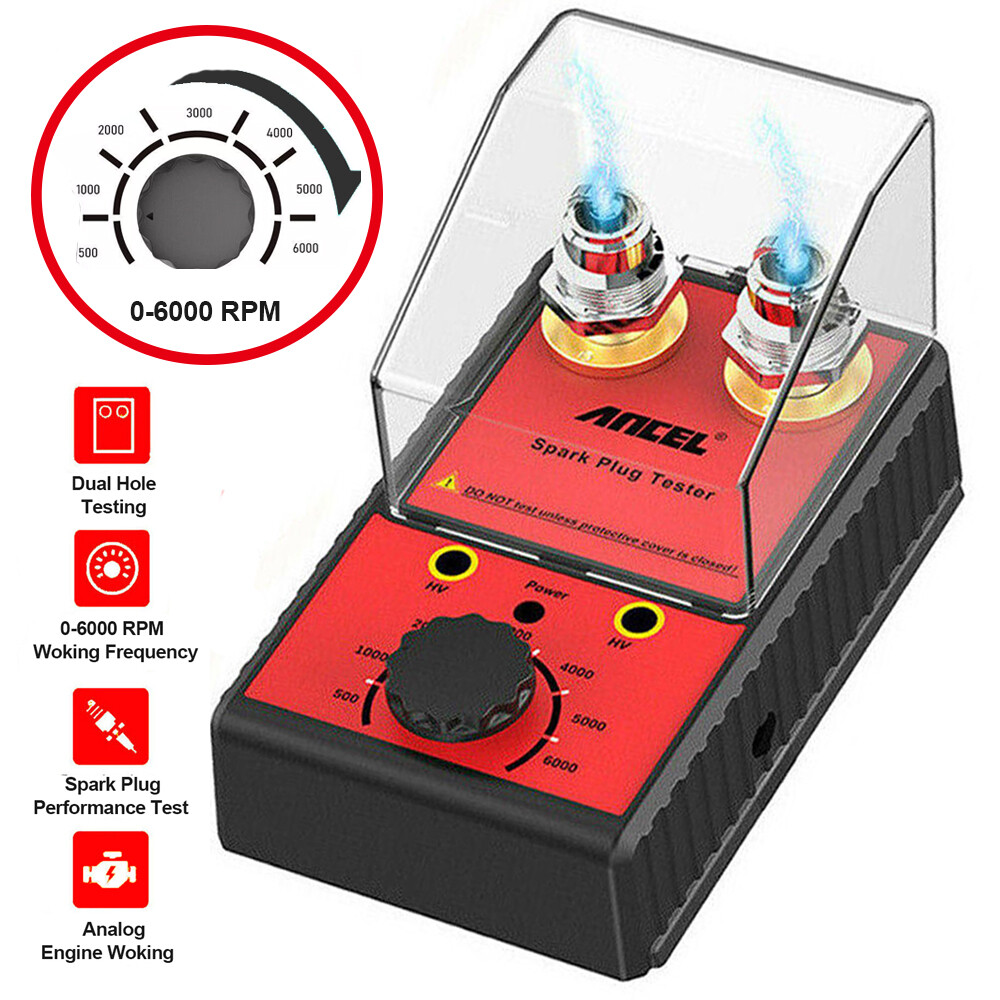 ANCEL Spark Plug Tester Auto Adjustable Double Hole Detector Ignition Tester US