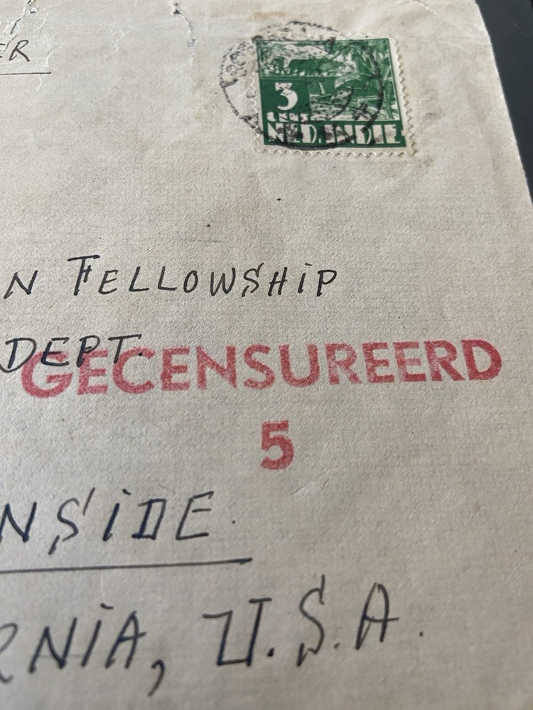 WWII Censored Mail; Java D.E.I To Oceanside, Ca