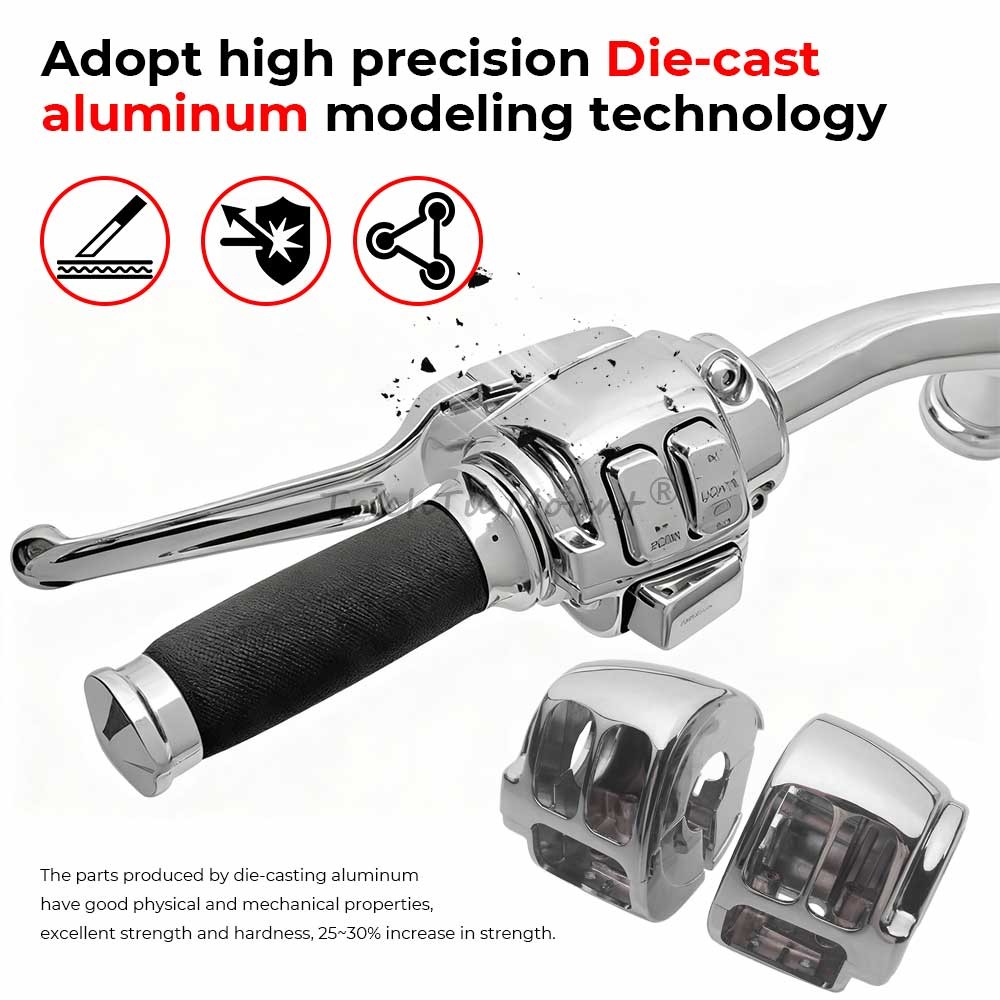 Handlebar Control Switch Housing Chrome Caps For Harley Softail Fat Boy FLSTF