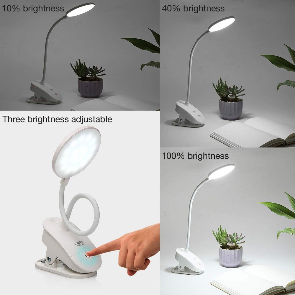 2 Pack Clip on Lamp,Battery Powered Reading Light,Clamp for Bed with 3 Bright...