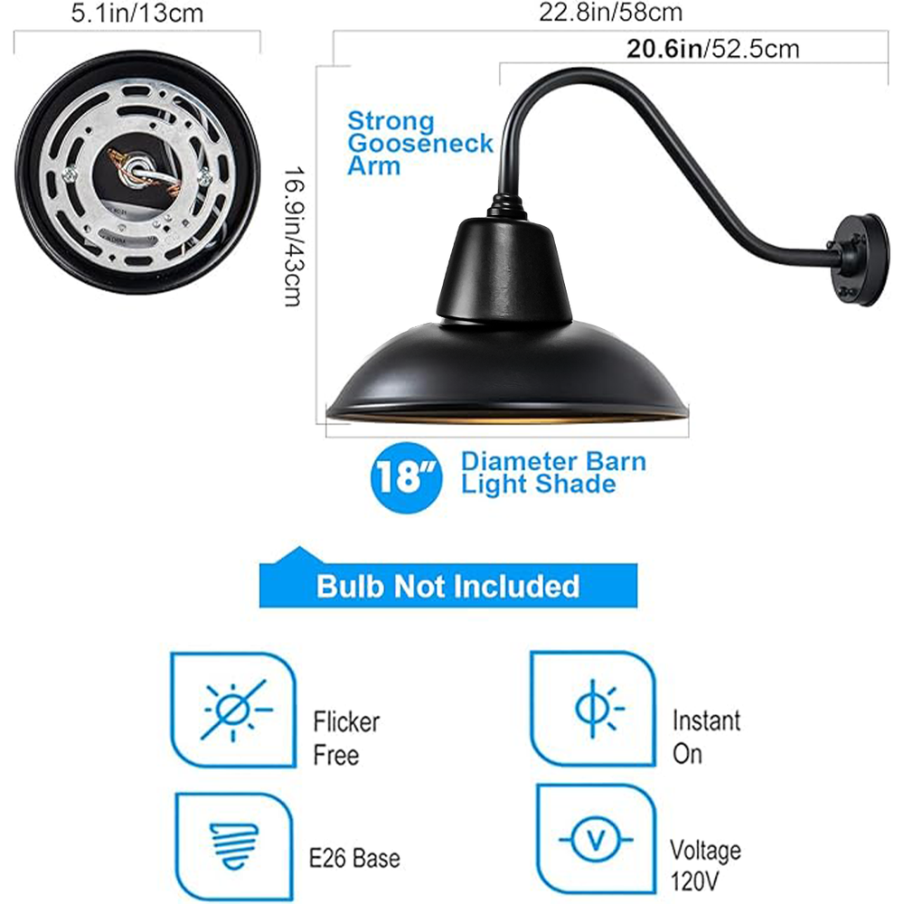 FORMAIMI 11" Barn Light with Gooseneck, Outdoor/Indoor Wall Mounted