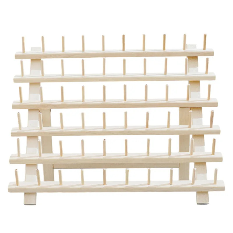 60-axis Wooden Foldable Thread Rack Sewing Storage Tool Manual DIY Storage Rack