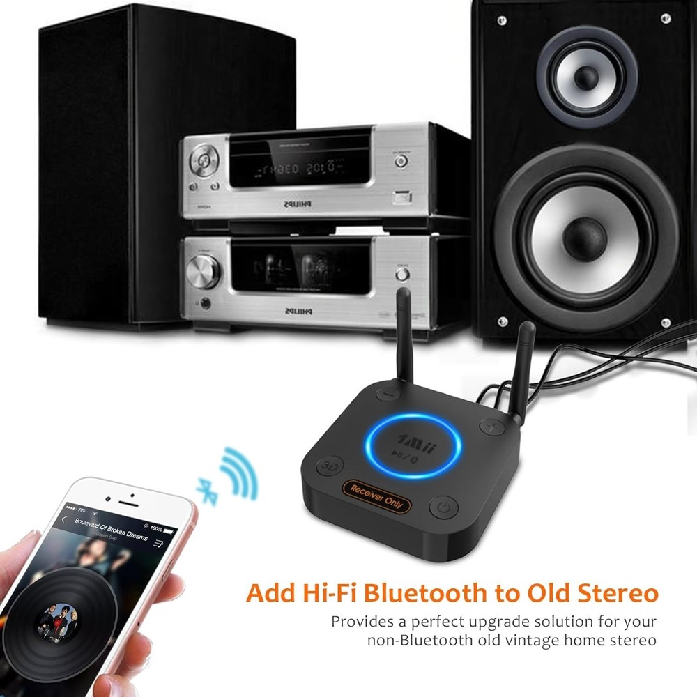1Mii B06Pro Long Range Bluetooth Receiver aptX HD Optical RCA AUX 5.2