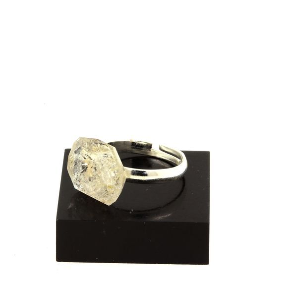Raw Petroleum Quartz Ring Plated Silver. 12.84 Ct. Adjustable Size.