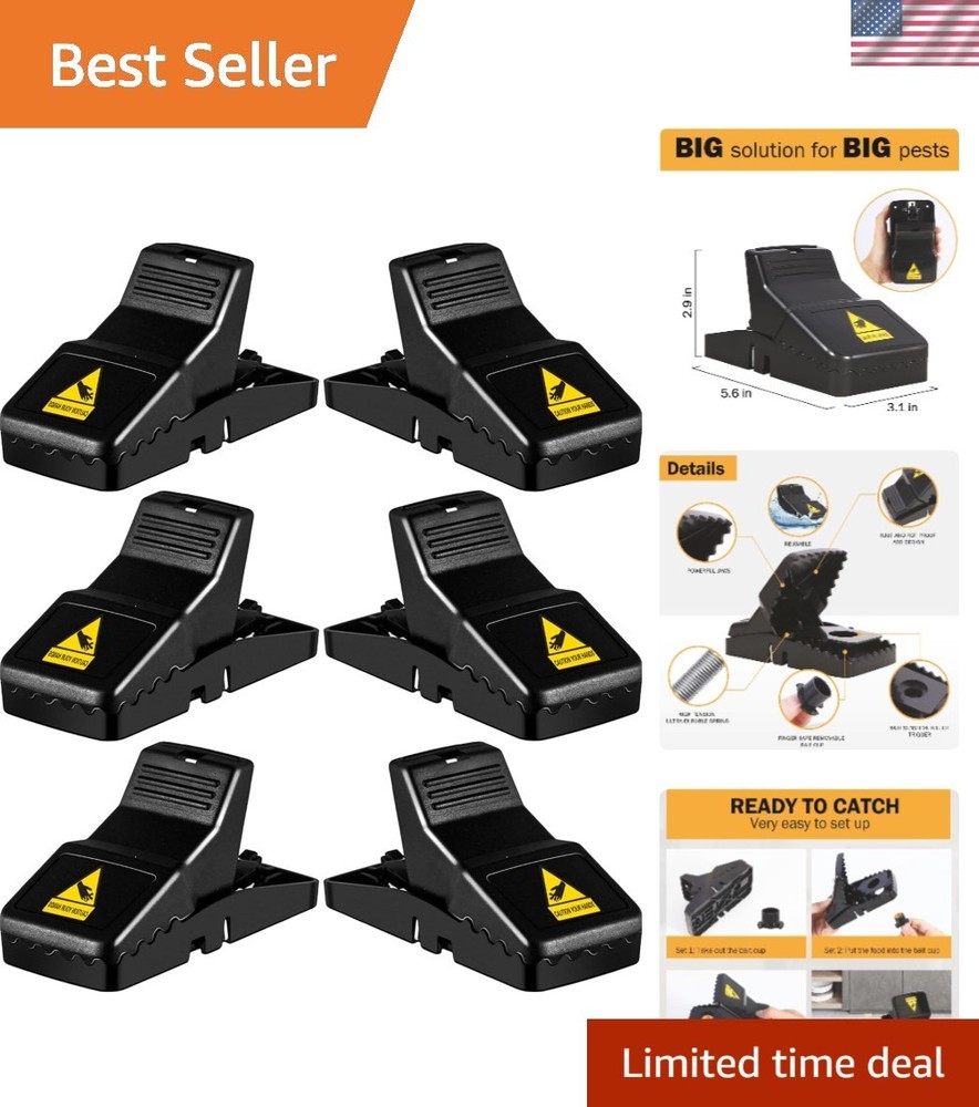 Professional Quality Rat Traps - 6 Pack, Easy Setup &  Safe No-Touch Trick