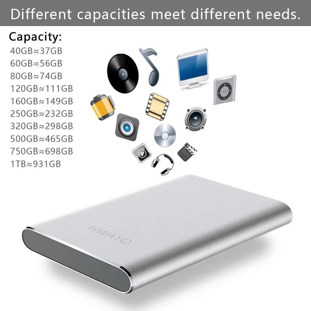 High-Speed 120GB Portable Hard Drive - Plug & Play USB Type C Storage Solution