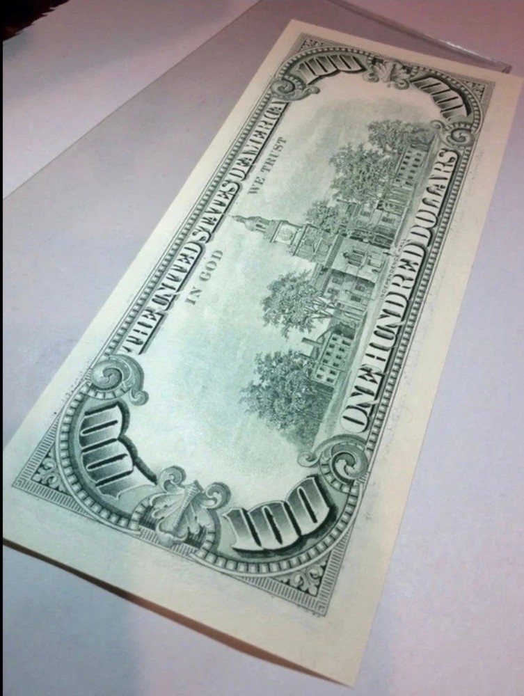 1988 $100 Rare Major Offset Printing Error- Full Back Design on Front- BEP Note