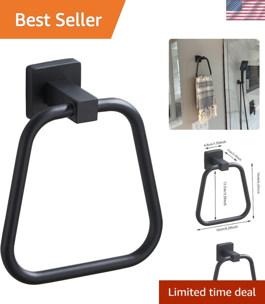 Space-Saving Matte Black Towel Holder – Compact Design for Bathroom or Kitchen