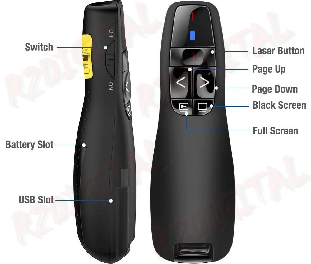 WIRELESS LASER POINTER PEN PRESENTER PC REMOTE CONTROL USB TRANSMITTER