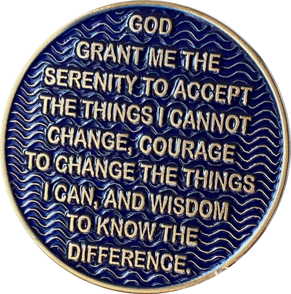 6 Year AA Medallion Antique Reflex Blue Sobriety Chip