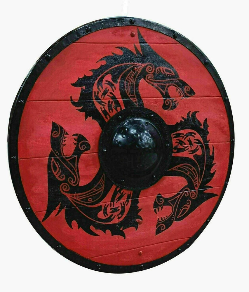 24'' Viking Dragon Round Shield Fully Functional Medieval Shield For Gift Decor