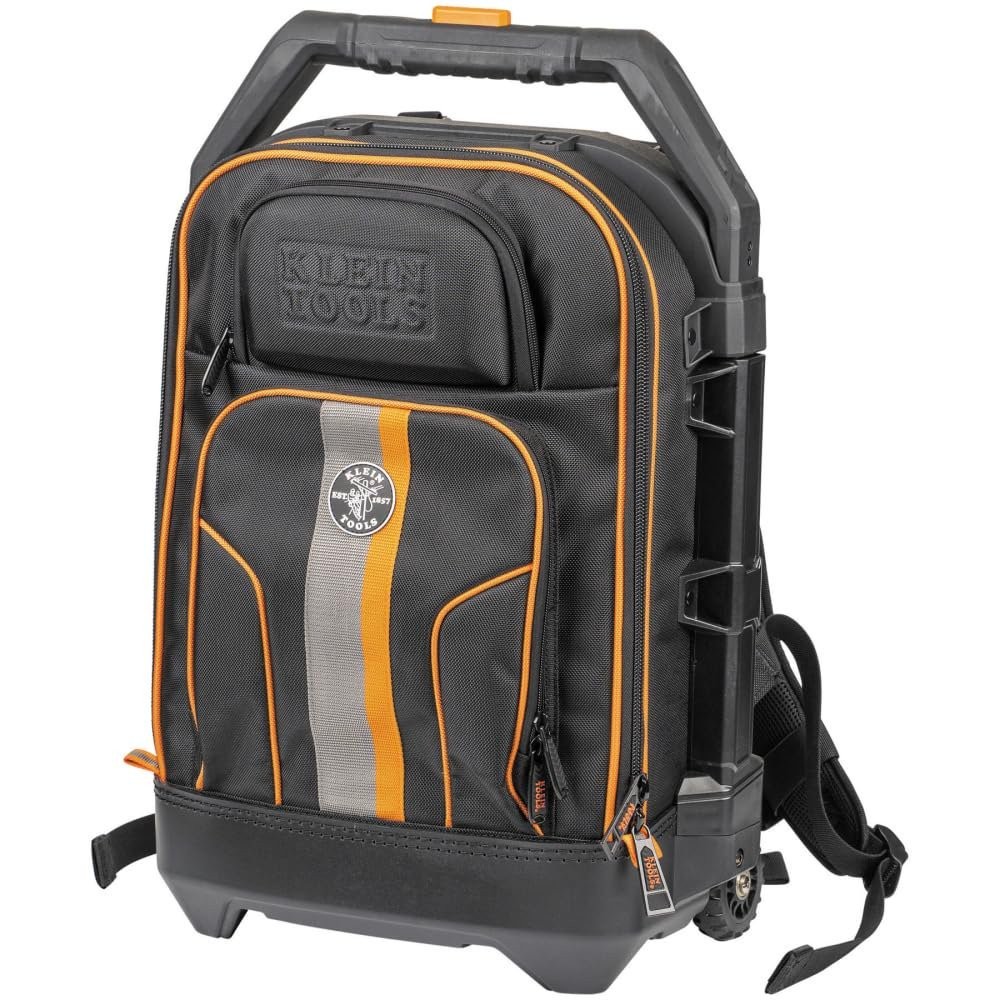 Klein Tools 55604 Rolling Tool Backpack, Tool Bag with 28 Pockets, Heavy Duty...