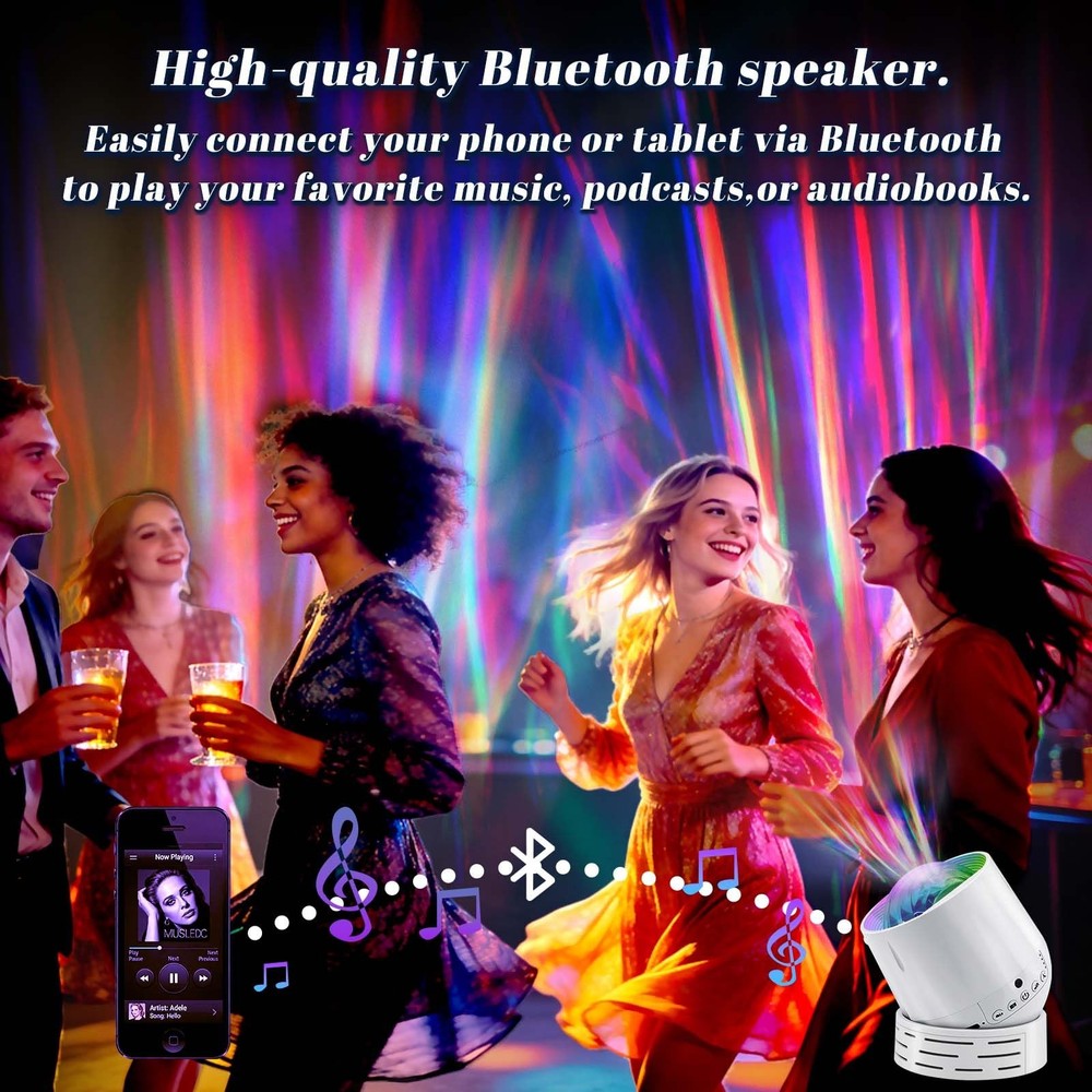 Northern Lights Projector Galaxy Projector,with Bluetooth Speaker and White N...