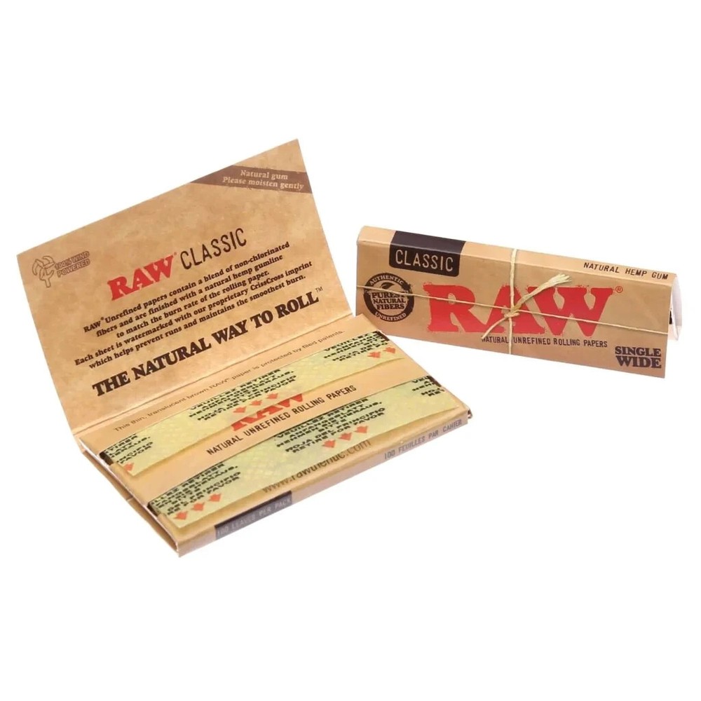 😎 🍃 25 x RAW CLASSIC SINGLE WIDE ROLLING PAPERS FULL BOX 100% AUTHENTIC 🍃😎