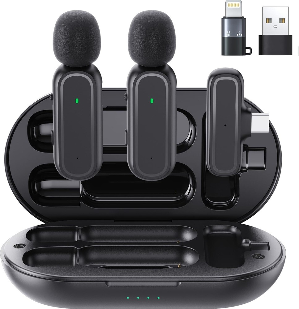 Professional Wireless Lavalier Mic for iPhone iPad Android PC Including Adapter