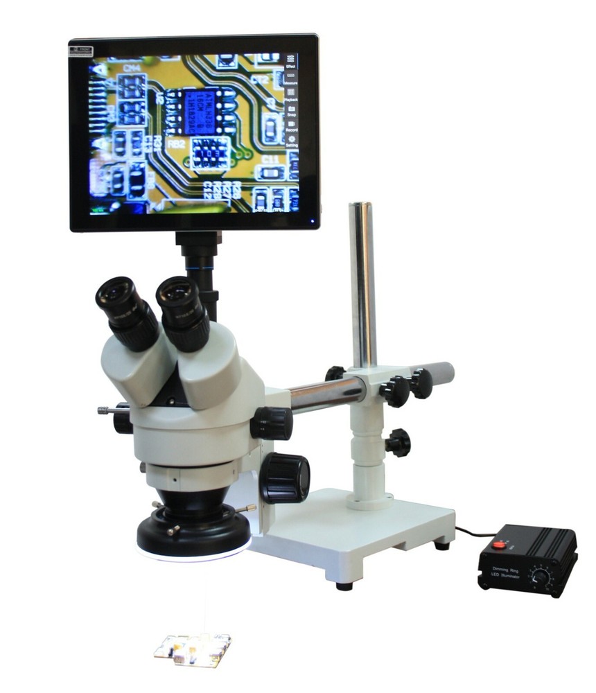 Electronics Repair Stereo Microscope 10–30× Boom, 4K Camera & 9″ 4k Screen