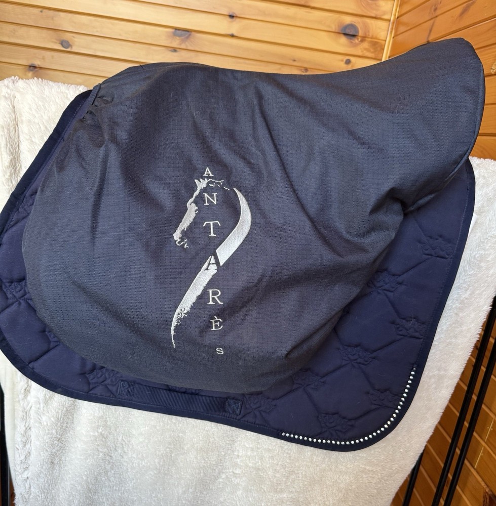 Antares Black Buffalo Leather with White Stitching Medium Tree Saddle